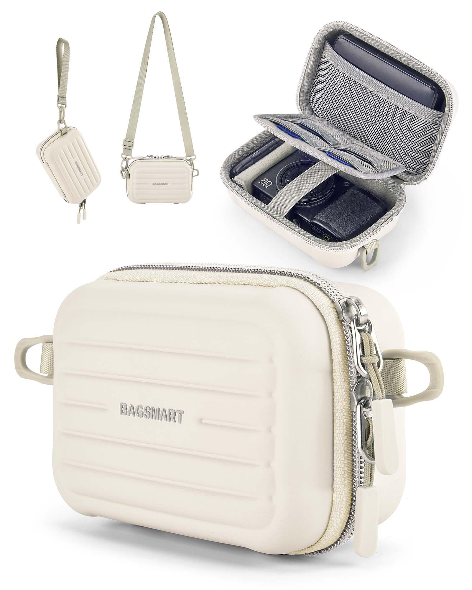 BAGSMART Digital Camera Case, Waterproof & Protective Small Camera Bag with 2 Carrying Ways, Lightweight Camera Sling Bag for Canon PowerShot ELPH 180/190 / Sony DSCW800/DSCW830 - Beige