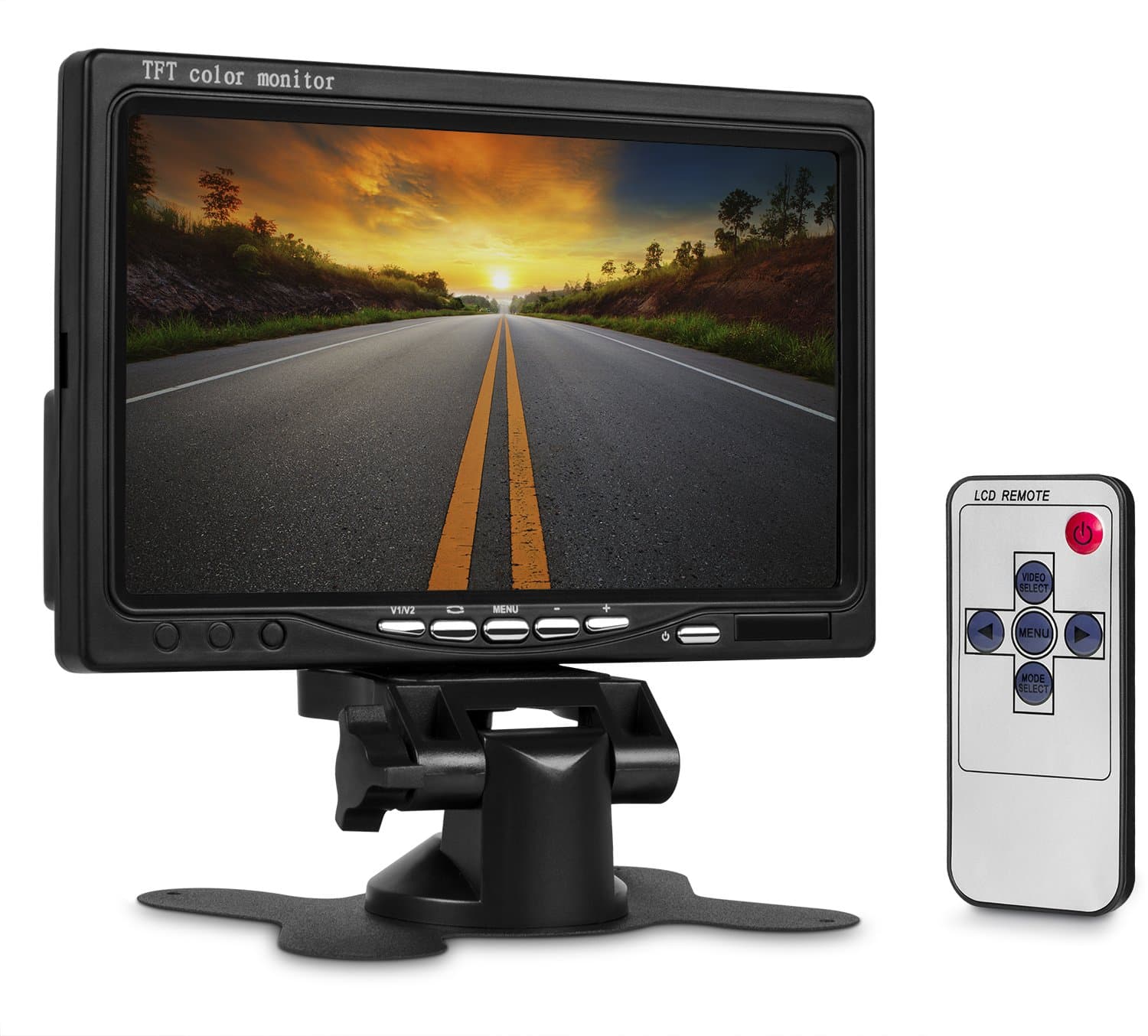 WRC-LCD 7 Inch High Resolution Rotating Color TFT LCD Display Monitor with Remote Control and Mounting Bracket