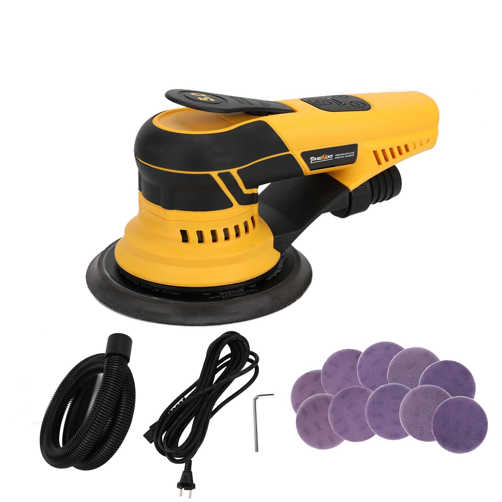 350W 3A Electric Random Orbital Sander with Pluggable Wire, Central Vacuum, Sanders for Woodworking, Primary Wood and Panel Processing