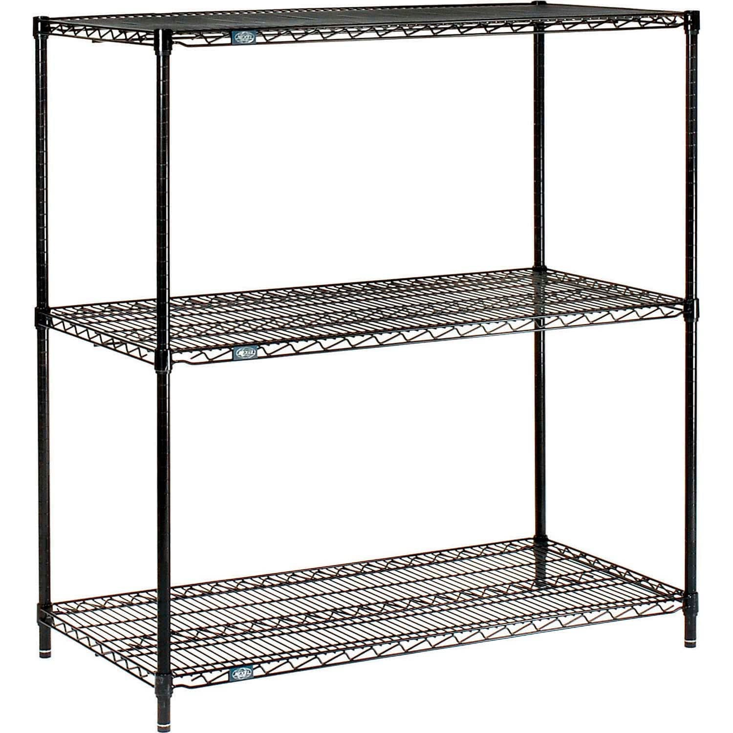 Nexel Black Epoxy, 3 Tier, Wire Shelving Starter Unit, 30" W x 18" D x 34" H