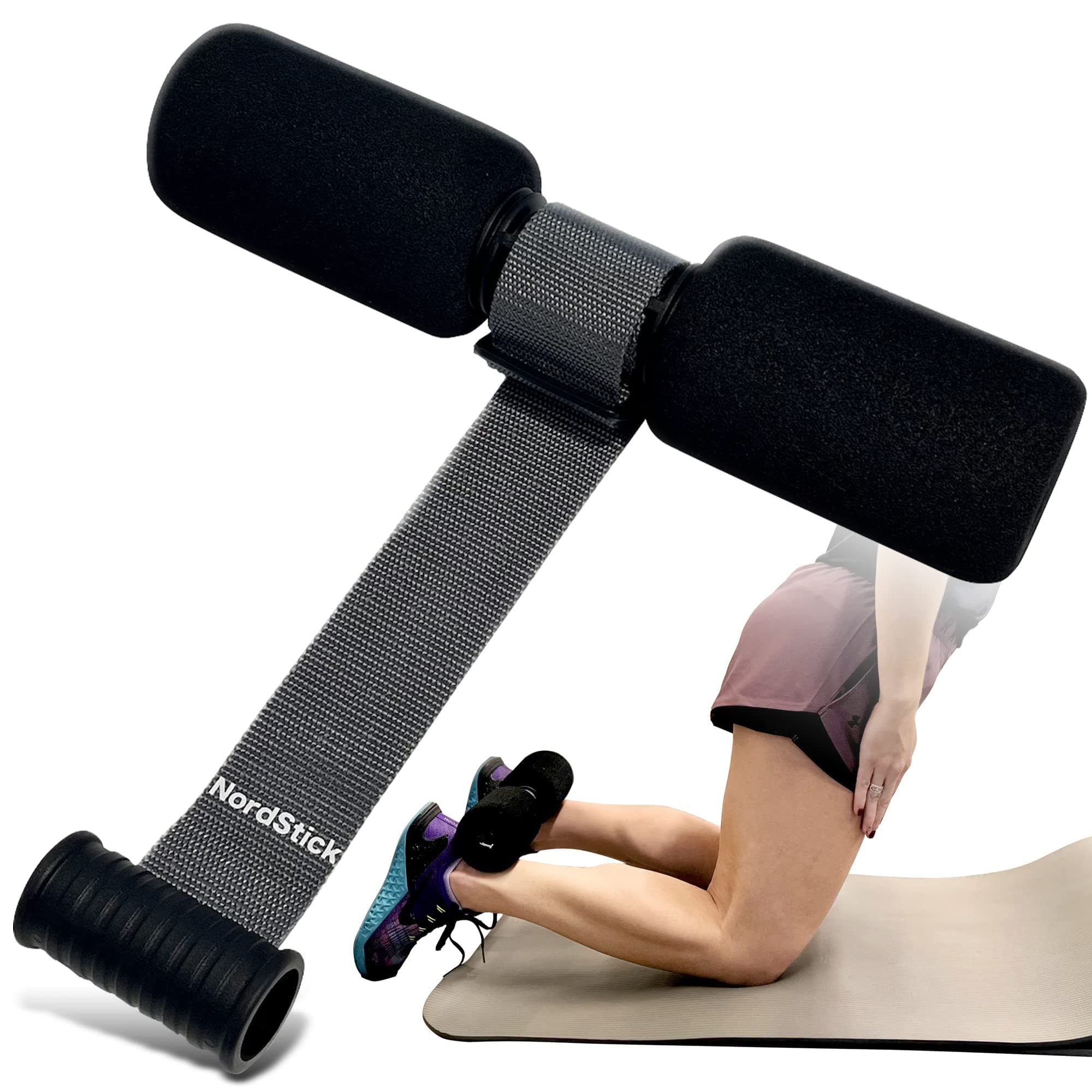 Nordic Hamstring Curl Strap - Original Nord Stick Exercise Set for Home and Travel - 5 Second Set Up