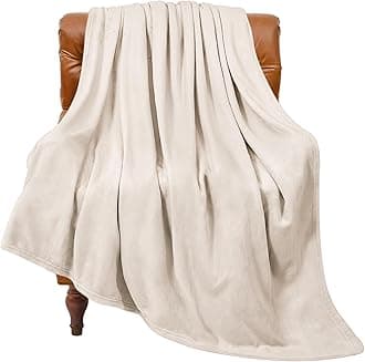 BEDELITE Fleece Blanket Beige Throw Blankets for Couch & Bed, Plush Cozy Fuzzy Blanket 50" x 60", Super Soft & Warm Blankets for Fall and Winter