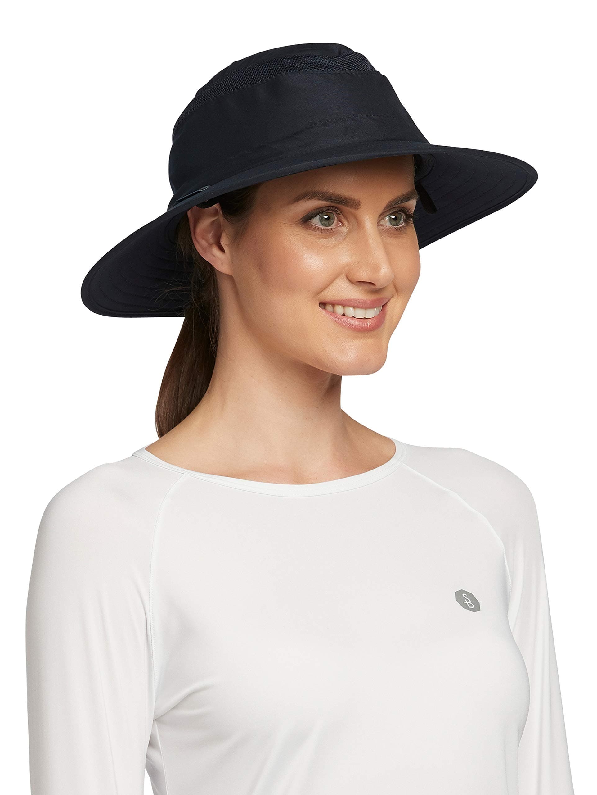 Solbari UPF 50+ Protective Broad Brim Sun Hat – Universal Fit,Navy, Small