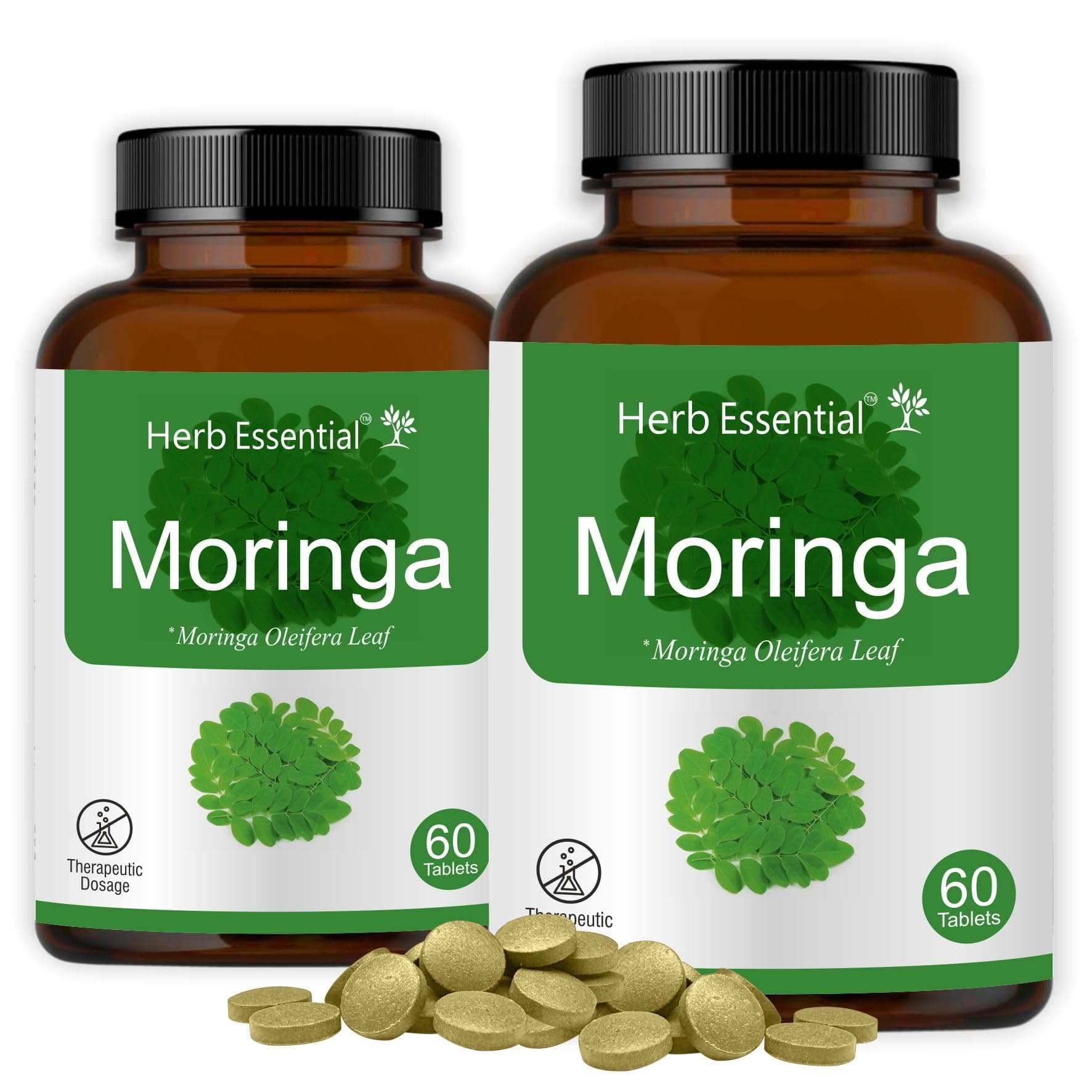 Herb Essential Moringa Oliefera Leaf 500Mg Tablet - 60 Count Pack of 2