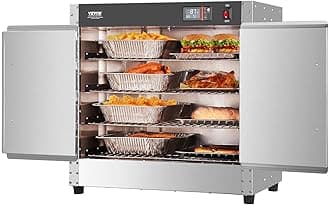 Hot Box Food Warmer, 25"x15"x24" Concession Warmer with Water Tray, Four Disposable Catering Pans, Countertop Pizza, Patty, Pastry, Empanada, Concession Hot Food Holding Case, 110V