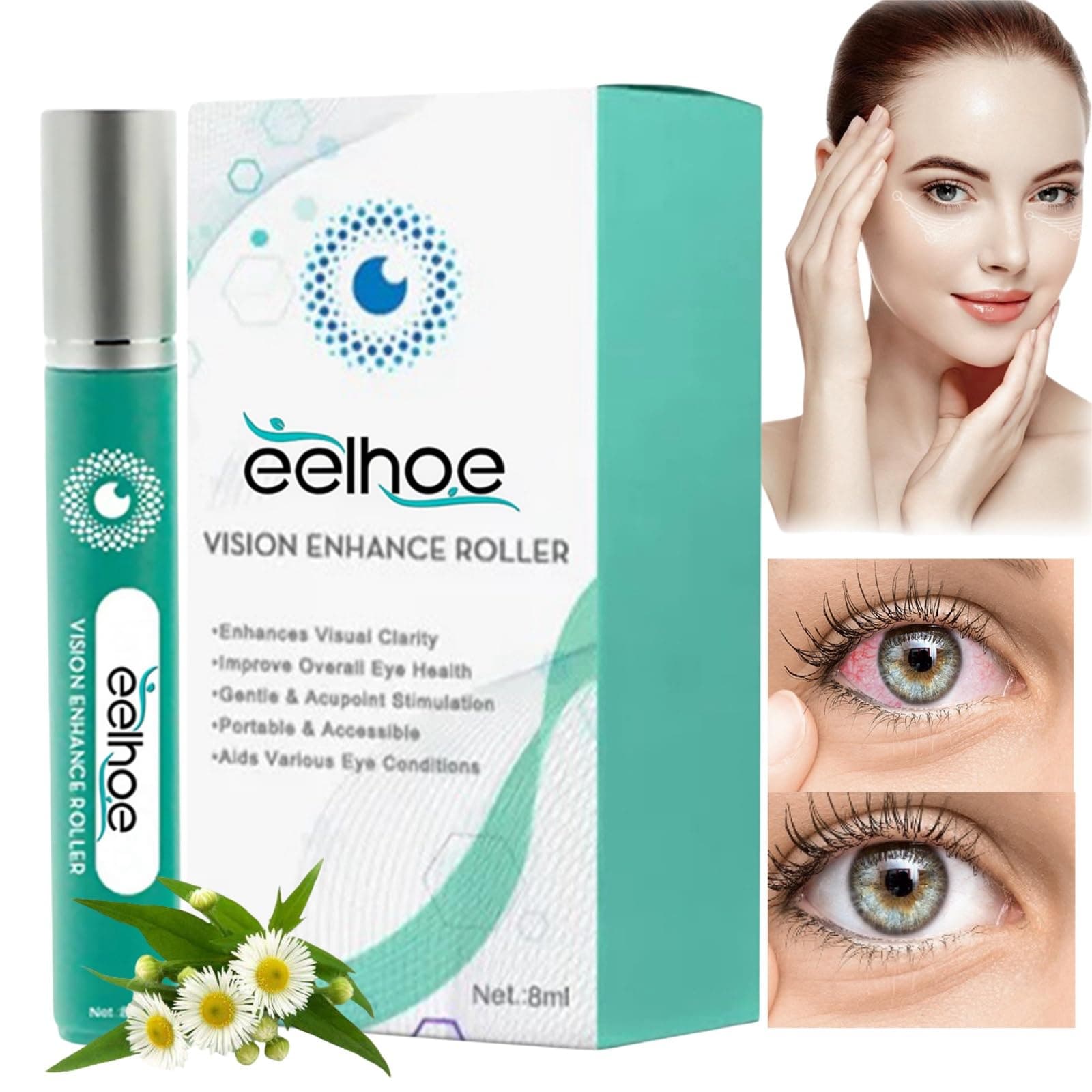 Vis-ion Enhance Roller Med-Ilisk, 8ml Eye Massage Roller, Eye Strain Relief, Enhances Visual Clarity