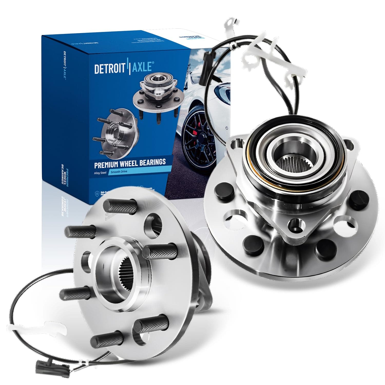 4WD 6-Lug Front Wheel Bearings & Hub Assembly Replacement for Chevy Silverado GMC Yukon Tahoe K1500 Suburban - 2pc Set