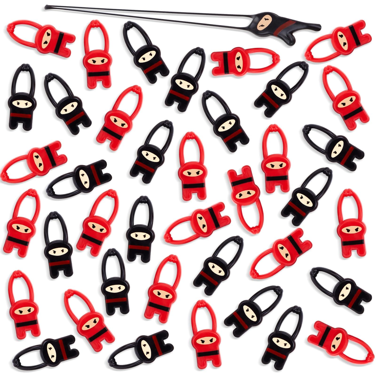 Shindel 40PCS Stretchy Flying Ninjas for Easter Egg Fillers, Funny Elastic Slingshot Ninja Toys for Boys Girls, Party Favors Treasure Box Toys for Classroom Fun Easter Goodie Bags Stuffers
