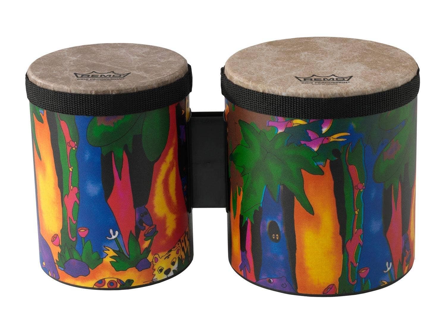Remo KD-5400-01 Kids Percussion Bongo Drum - Fabric Rain Forest, 5"-6"