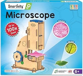 Smartivity Microscope 100x Zoom STEM Toy for Kids Age 8 to 14 Years Old | Cool Birthday Gifts Ideas for Boys & Girls | DIY Science Toys for 8,9,10,11,12,13,14 Years I Wooden Engineering Game