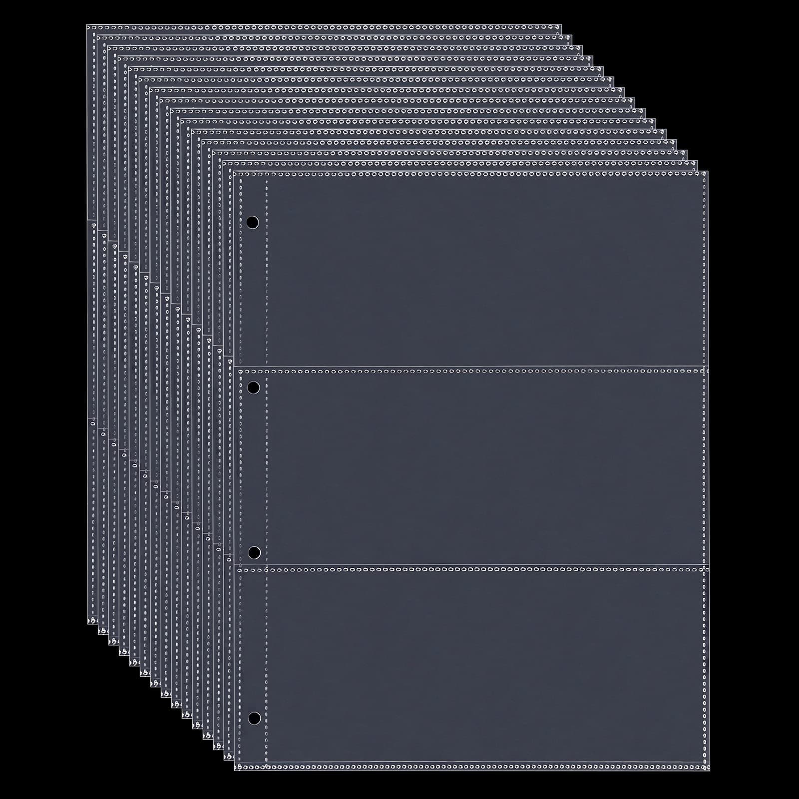 MUDOR 60 Pockets Currency Storage Pages with PP Material, PVC and Acid Free, 3-Pocket Page Bill Holders Refill Sheets for Collectors, 4 Holes Fillers Sleeves