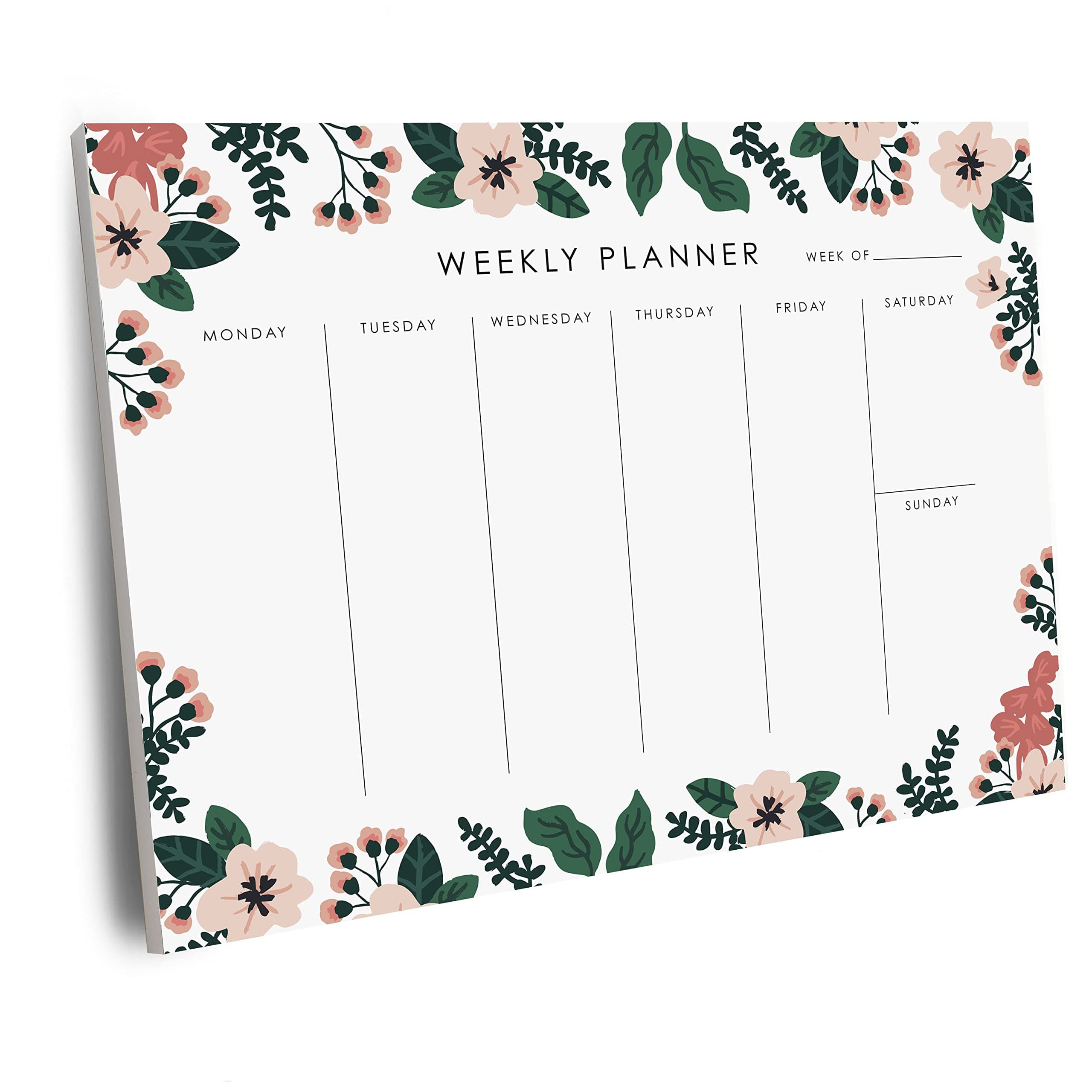 Weekly Planner Notepad - 9x7” inches, 52 tear off sheets - 2024 Undated Desk Planner/Calendar Notepad Organizer for Weekly To Do List, Notes and Schedule (Floral)