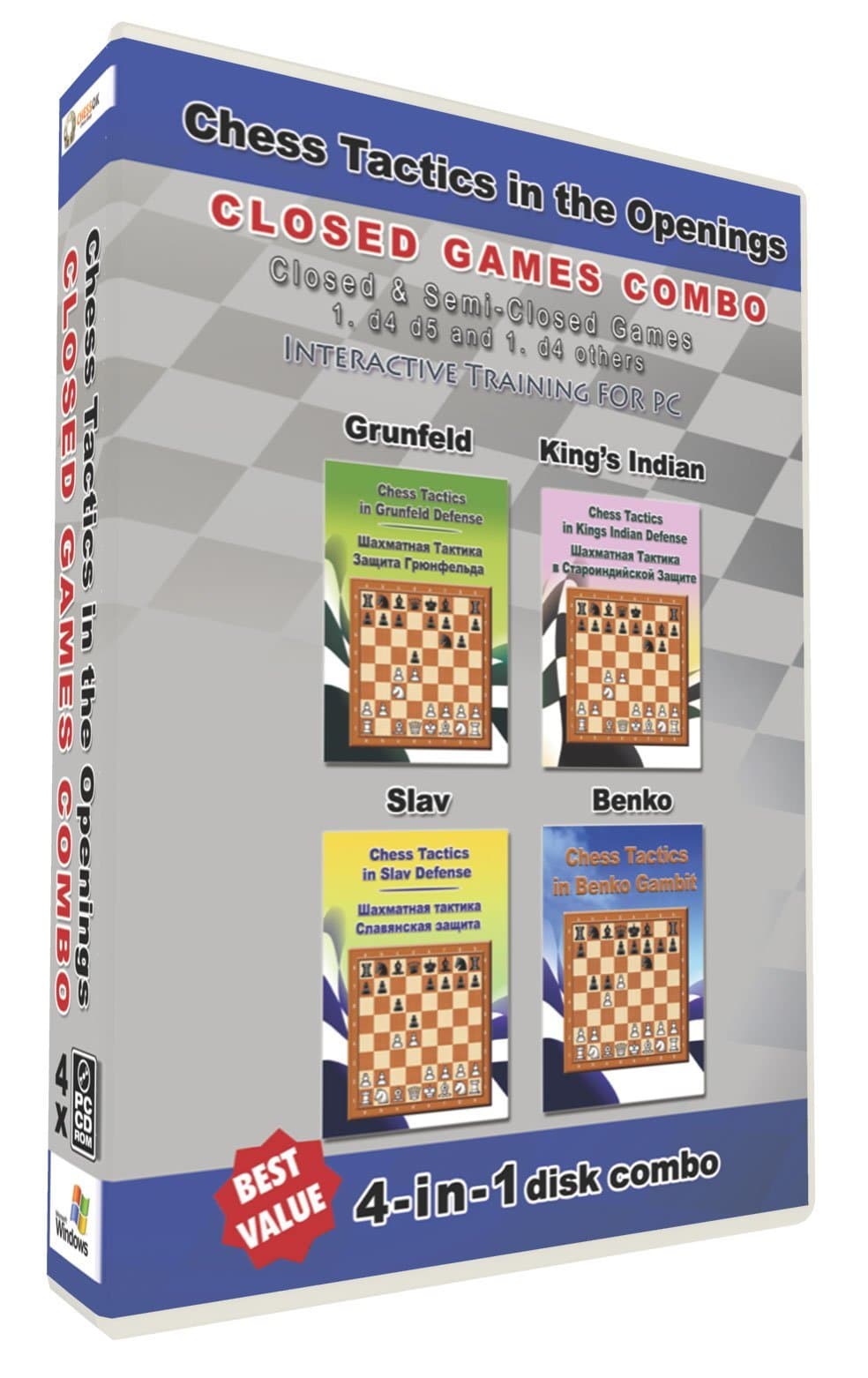 Chess Tactics in the Openings 4-in-1 Combo Closed Games (4 Disks)