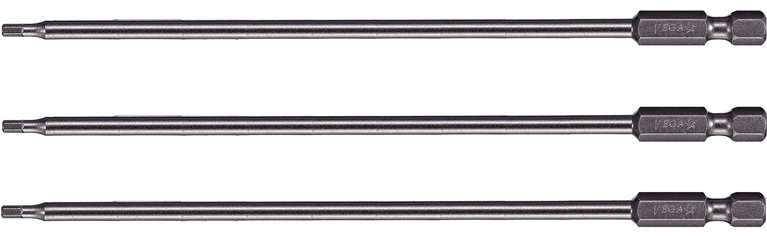 Vega 3/32" Hex Power Bits. Professional Grade ¼ Inch Hex Shank 3/32", 6 Inch Power Bits. 1150H0664A-3 (Pack of 3)