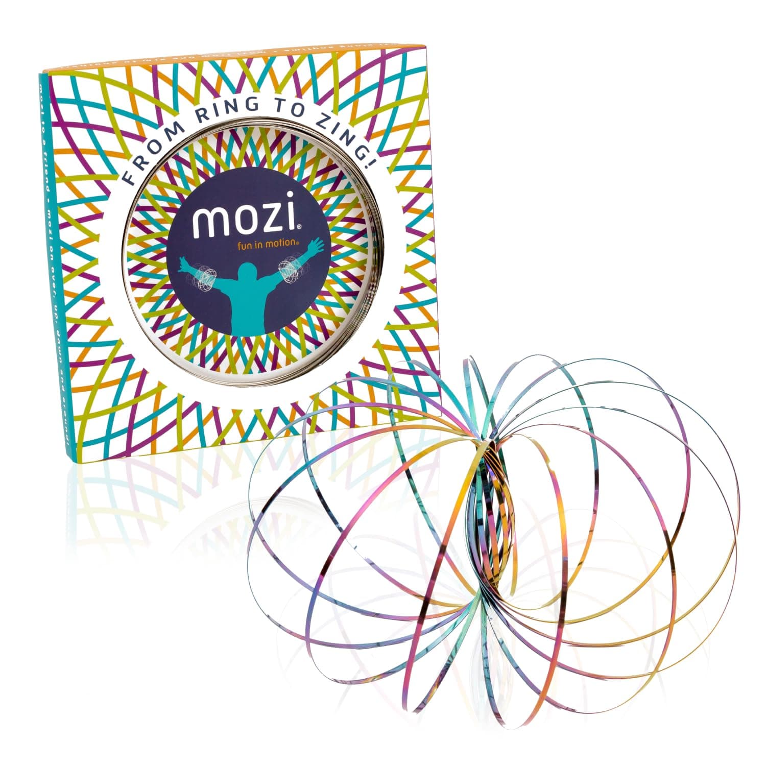 Mozi Magic Flow Anti-Stress Geometric Ring - Easy to Use Kids Toy - 3D Slinky Kinetic Ring Toy for Kids and Adults (Iridescent)