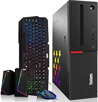 Lenovo Desktop PC Gaming Bundle - Intel Core i7, 16GB RAM, 512GB SSD, AMD RX 550, RGB Speaker, RGB Keyboard Mouse, WiFi, Win 10 Pro (Renewed)