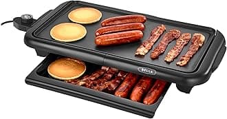 bella Electric Griddle with Warming Tray - Smokeless Indoor Grill, Nonstick Surface, Adjustable Temperature & Cool-touch Handles, 10" x 18", Copper/Black, PFOA & PTFE Free