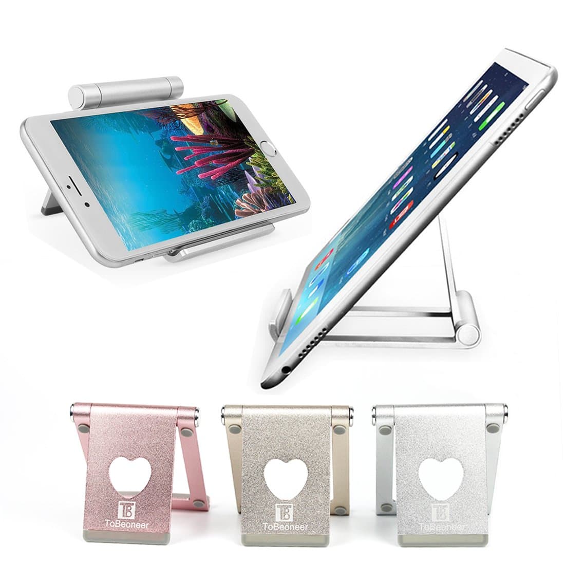 ToBeoneer - Supporto regolabile per iPhone, supporto da scrivania, Multi-angolo, compatibile con iPhone 6, 7, 8 X Plus, accessori Nintendo Switch di ricarica per casa, viaggio (oro)