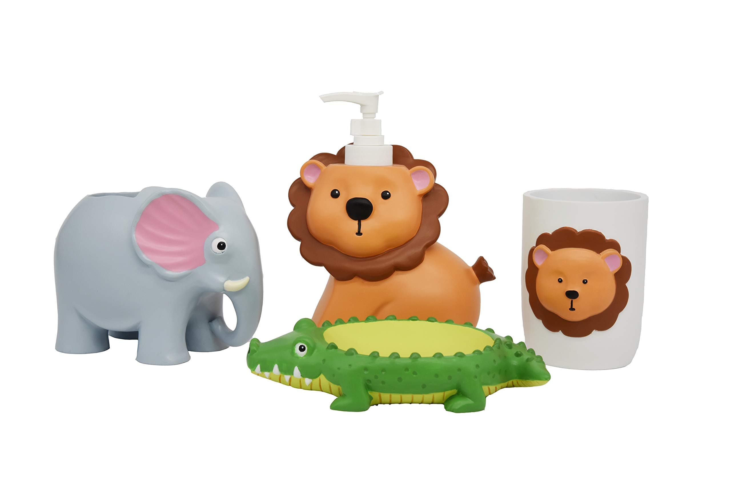 Wodlo - Cute Animals Bathroom Accessories Set - Complete Bath Accessory Sets Includes Soap Dispenser, Toothbrush Holder, Tumbler, Soap Dish,