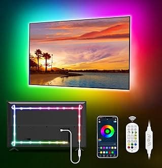 MATICOD LED Lights for TV Led Backlight, 9.84ft RGB Led Strip Lights for TV Lights Behind, USB Led Light Strip for 32-43in TV, Bluetooth APP Control Music Sync Strip Lighting for Christmas Decorations