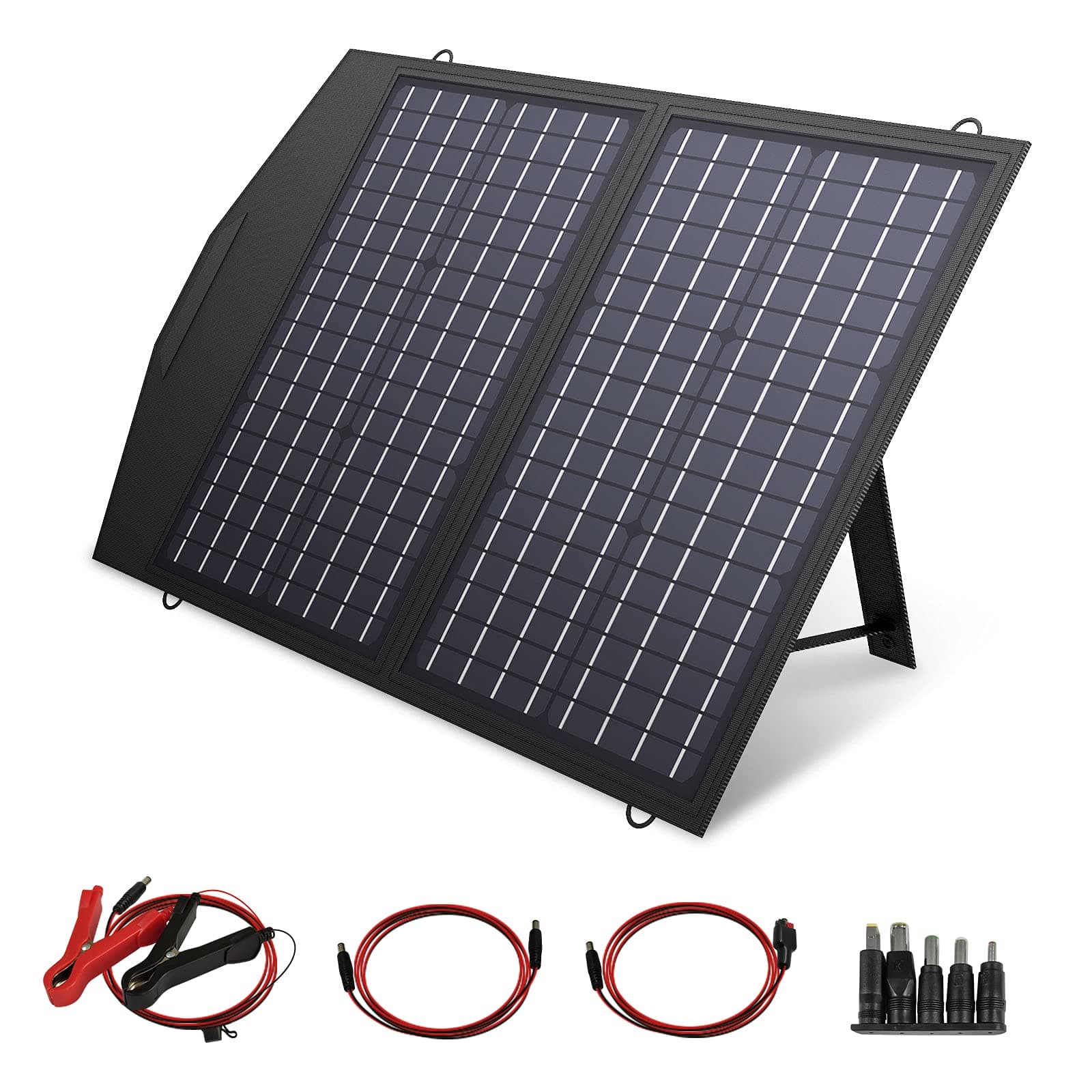 ALLPOWERS SP020 60W Foldable Solar Panel Charger, Monocrystalline Portable Solar Panel with 18V DC, USB, Parallel Ports for Jackery/Rockpals/BLUETTI Power Station Laptops Phones 12V Battery