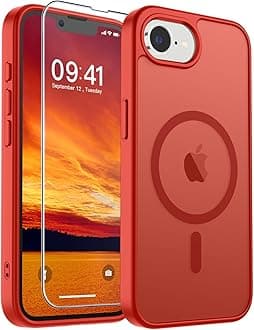 SUPFINE Magnetic for iPhone 17e Case/iPhone 16e Case (Compatible with MagSafe)(Military Grade Drop Protection) Slim Translucent Matte Shockproof with Anti-Fingerprint Phone Case,Red