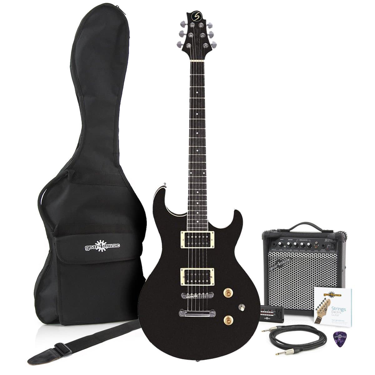 Greg Bennett Ultramatic UM-1 Electric Guitar + Amp Pack, Black