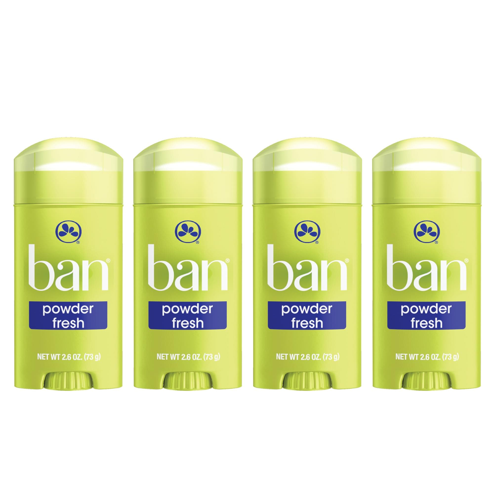 Ban Antiperspirant Deodorant, Invisible Solid, Powder Fresh, 2.6 oz (4 Pack)