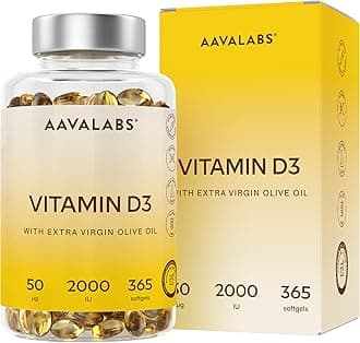 – Vitamin D3 [2000 IU] - with Extra Virgin Olive Oil for Optimum Absorption - High Strength Vitamin D Supplement - Contributes to Bone, Muscle and Immune Function - 365 Vitamin D Capsules