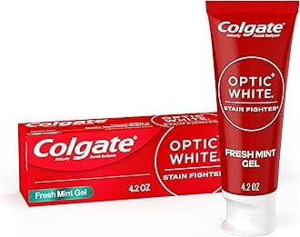 Colgate Optic White Stain Fighter Teeth Whitening Toothpaste, Anticavity Fluoride Toothpaste for Whitening Teeth, Helps Remove Daily Surface Stains, Fresh Mint, 4.2 oz