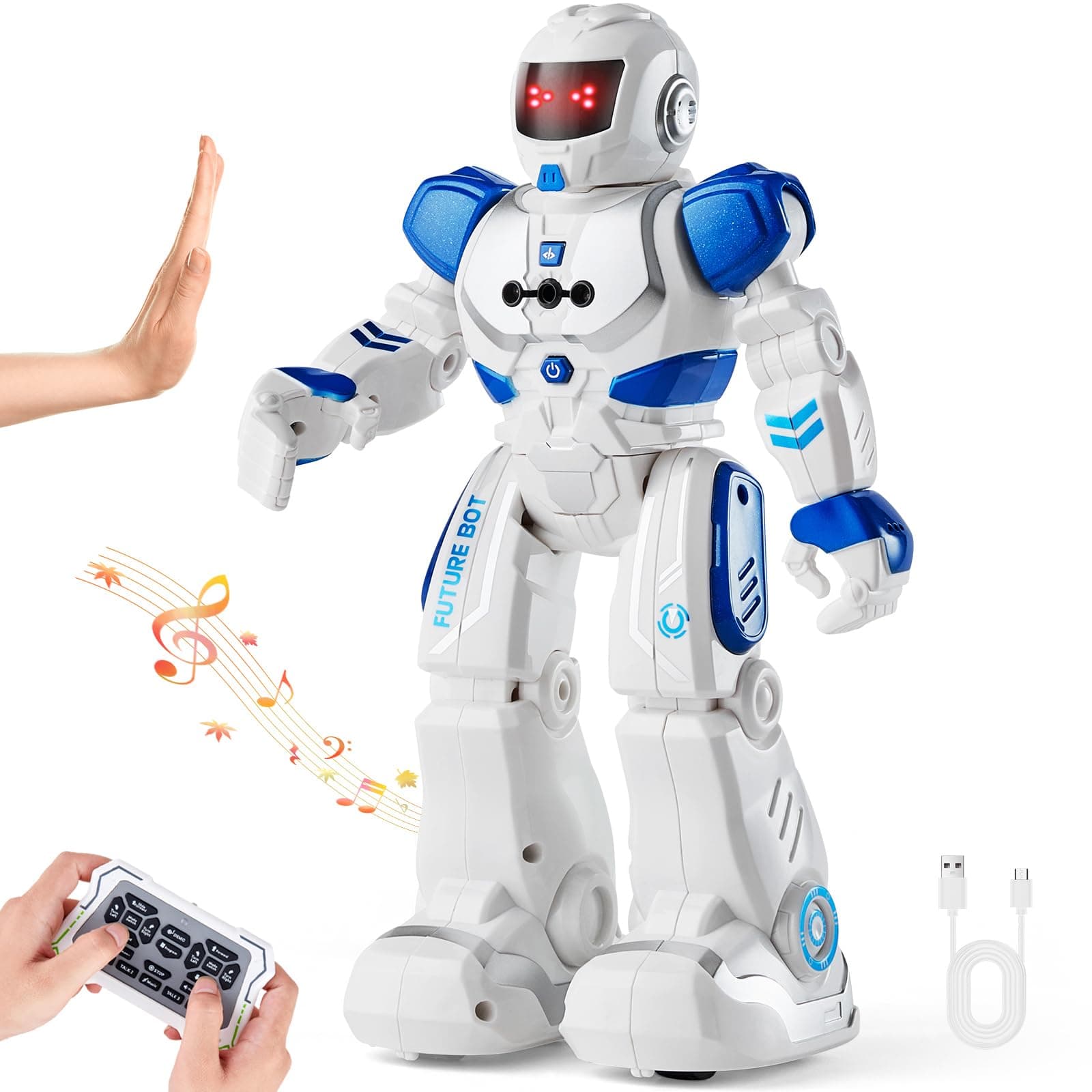 RC Robot Toys for Kids, Gesture Sensing Programmable Remote Control Smart Robot, Interactive Walking Singing Dancing Robot for Age 3+ Year Old Boys Girls Birthday Gift Present