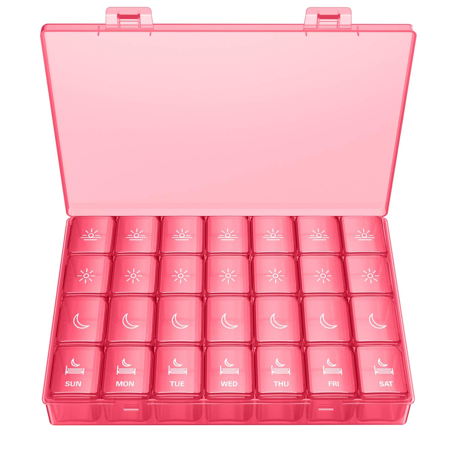 XL Pill Organizer 4 Times a Day, BUG HULL Extra Large Weekly Pill Box Case, 7 Day Vitamin Container Daily Pill Holder for Cod-Liver Oil, Vitamins, Supplements