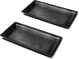 Monarch Abode Decorative Tray – 16-Inch Hand Hammered Dark Grey Metal Bathroom Tray Countertop, Vanity Trays Organizer, Perfume Plate for Dresser, Kitchen Countertop Large Fruit Platter, Pack of 2