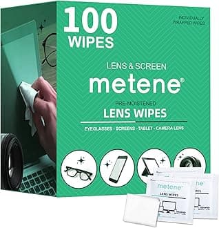 Metene 100 Pack Lens Cleaning Wipes, Pre-Moistened and Individually Wrapped Eyeglass Wipes, Glasses Cleaner for Eyeglasses, Camera Lens, Tablets, Phone, Computer Screen and Other Delicate Surfaces