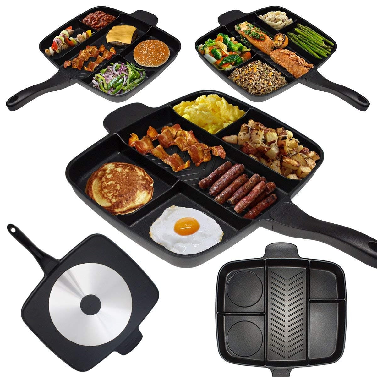 Master Pan Divided Frying Pan for All-in-One Cooked Breakfast & More! 32x38cm