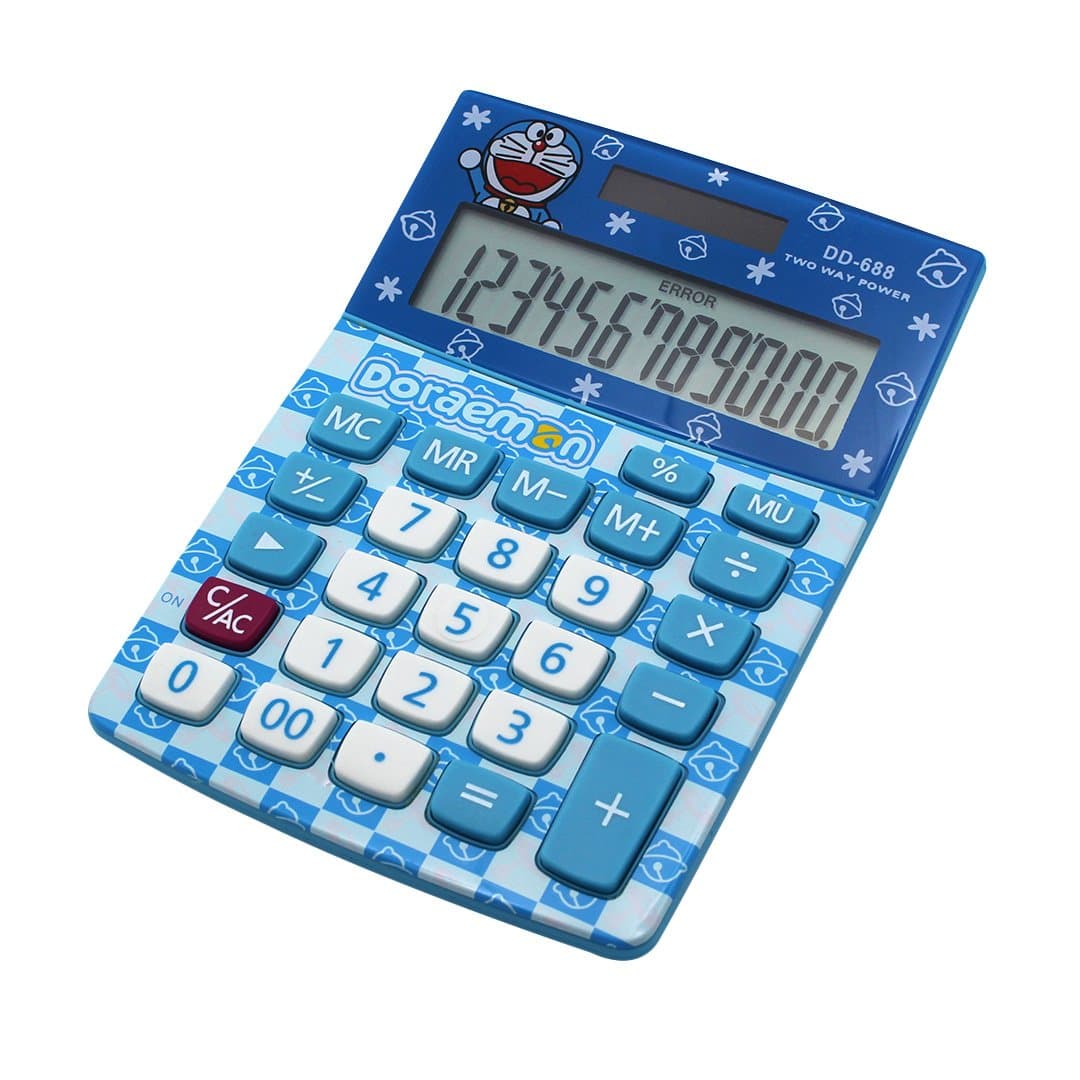 Super Cute Desktop Calculator 12 Digits Large Plastic Buttons Dual Power Solar Electronic Calculator (Light Blue)