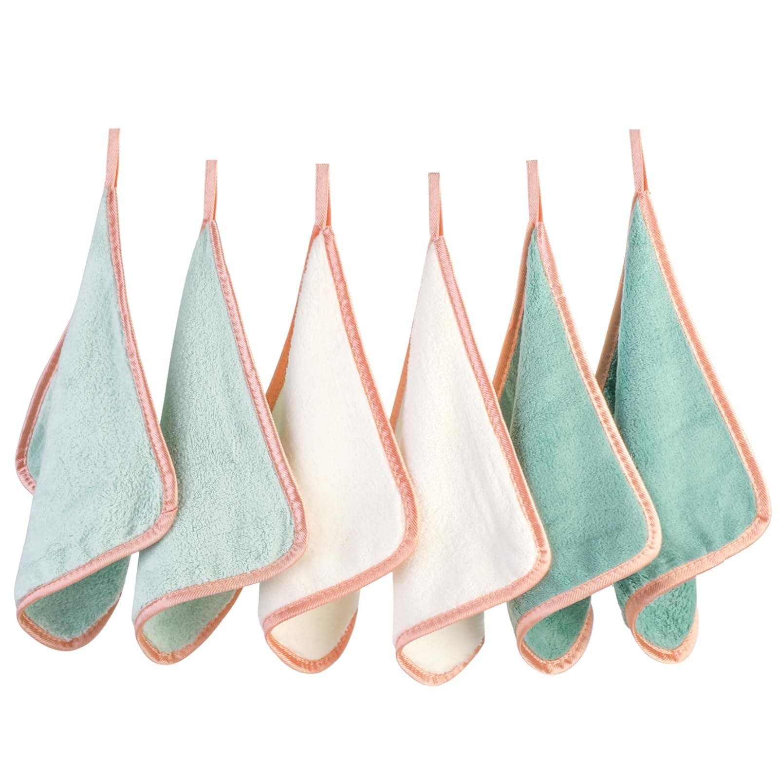 PHOGARY Microfibre Face Cloth 6 Pack, Reusable Makeup Remover Cloth for Face, Microfibre Cleansing Cloths Face Wipes, Make Up Remover Face Towels - Washable & Gentle on Skin (8 x 8in, Green)