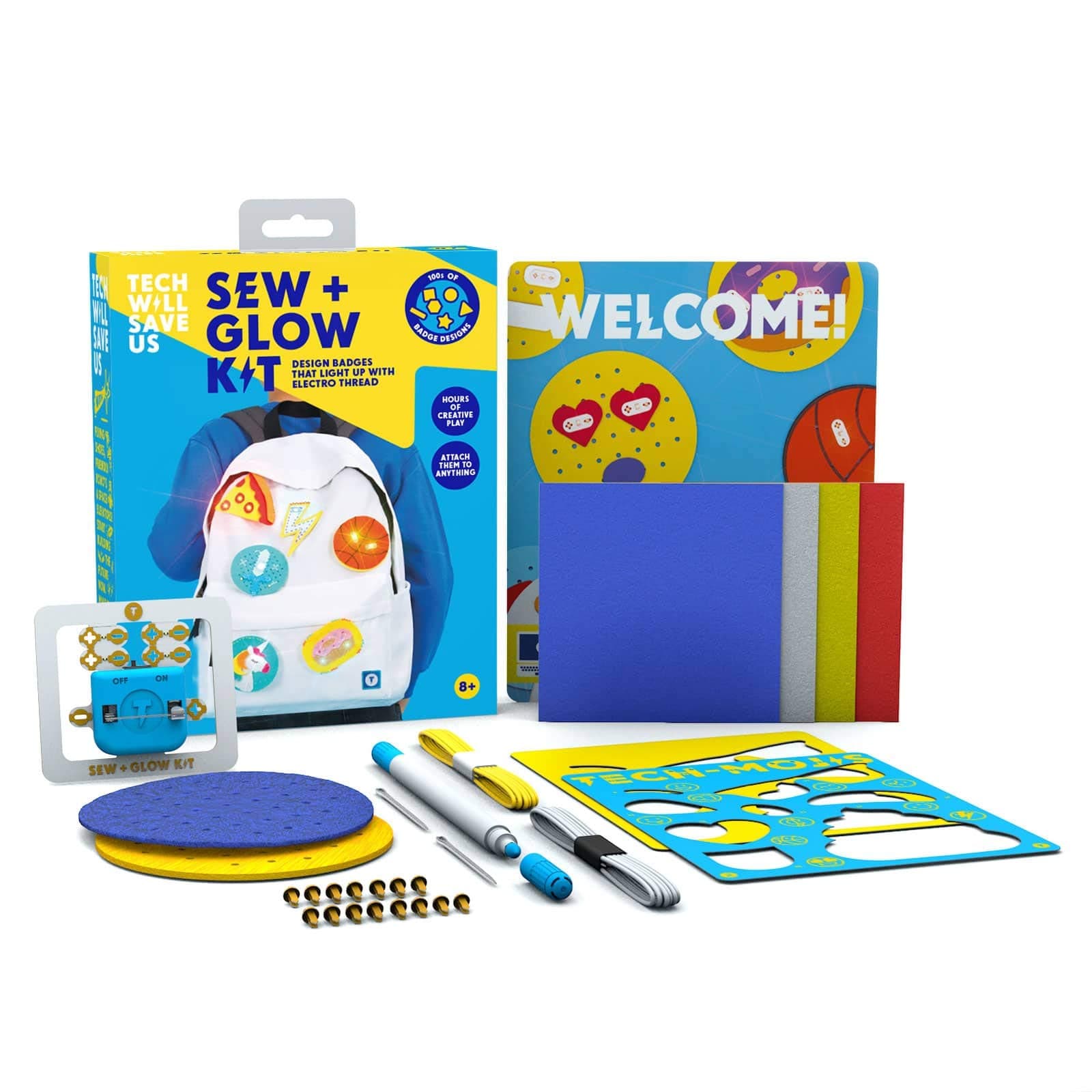 Tech Will Save Us Sew & Glow Arts and Crafts DIY Kit, Toy, Gift for Boys, Girls, Kids ages 8 to 12