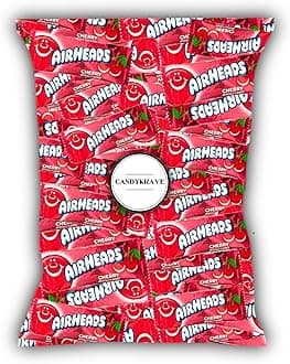 Airheads Candy Mini Bars, Cherry Flavor, 80 Pieces Bulk Bag, Individually Wrapped Non-Melting Chewy Fruit Taffy, Gluten Free, Perfect for Birthdays, Parties & Pantry (2 lbs)