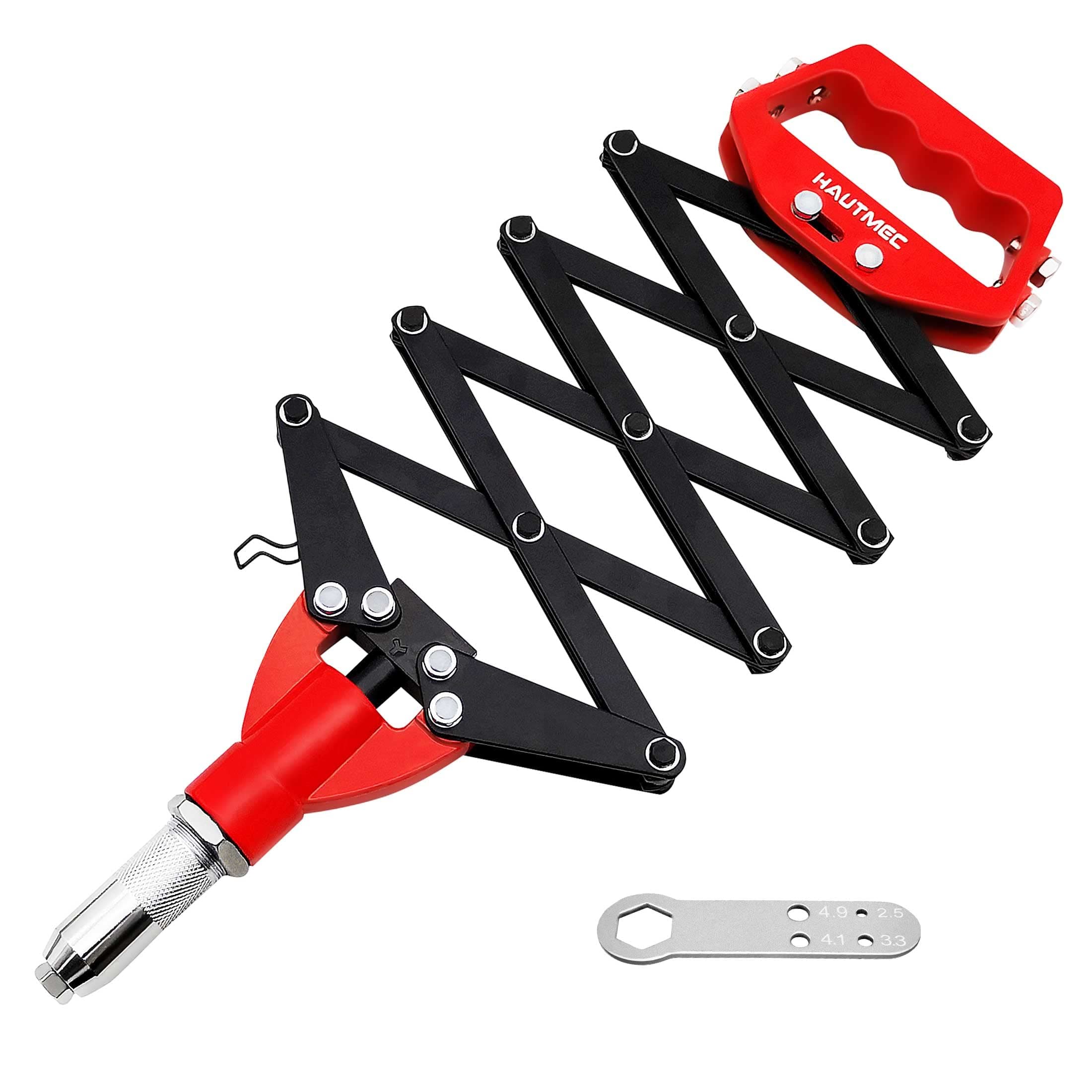 HAUTMEC Expert Heavy-Duty Lazy Tong Pop Riveter, Single pull Action Riveter, Fast Riveting HT0130-HR