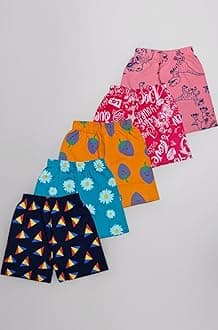 T2F Girls Cotton Printed Shorts(Pack of 5)