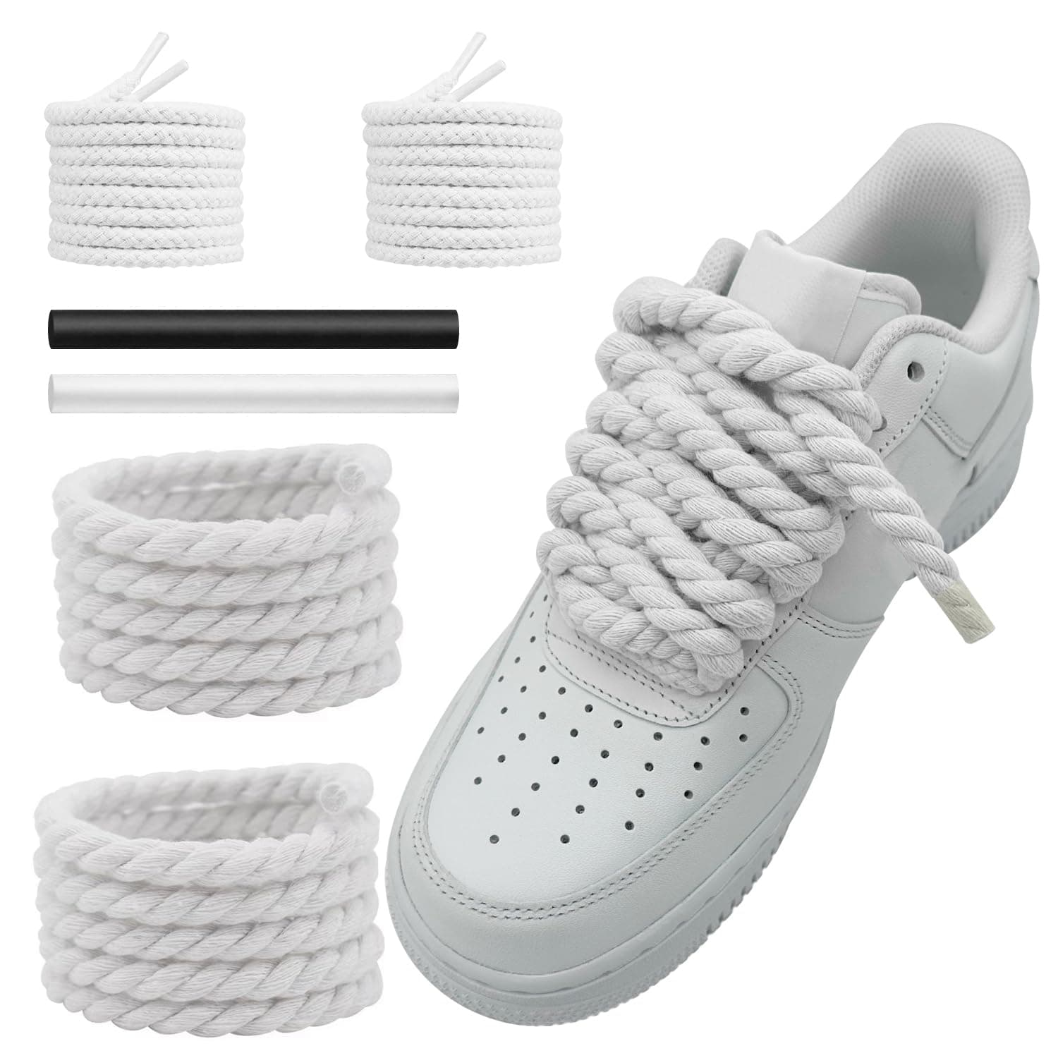 NDTEZUGT Thick Rope Shoe Laces Strings for Air Force 1, 10mm Round Cotton Chu...