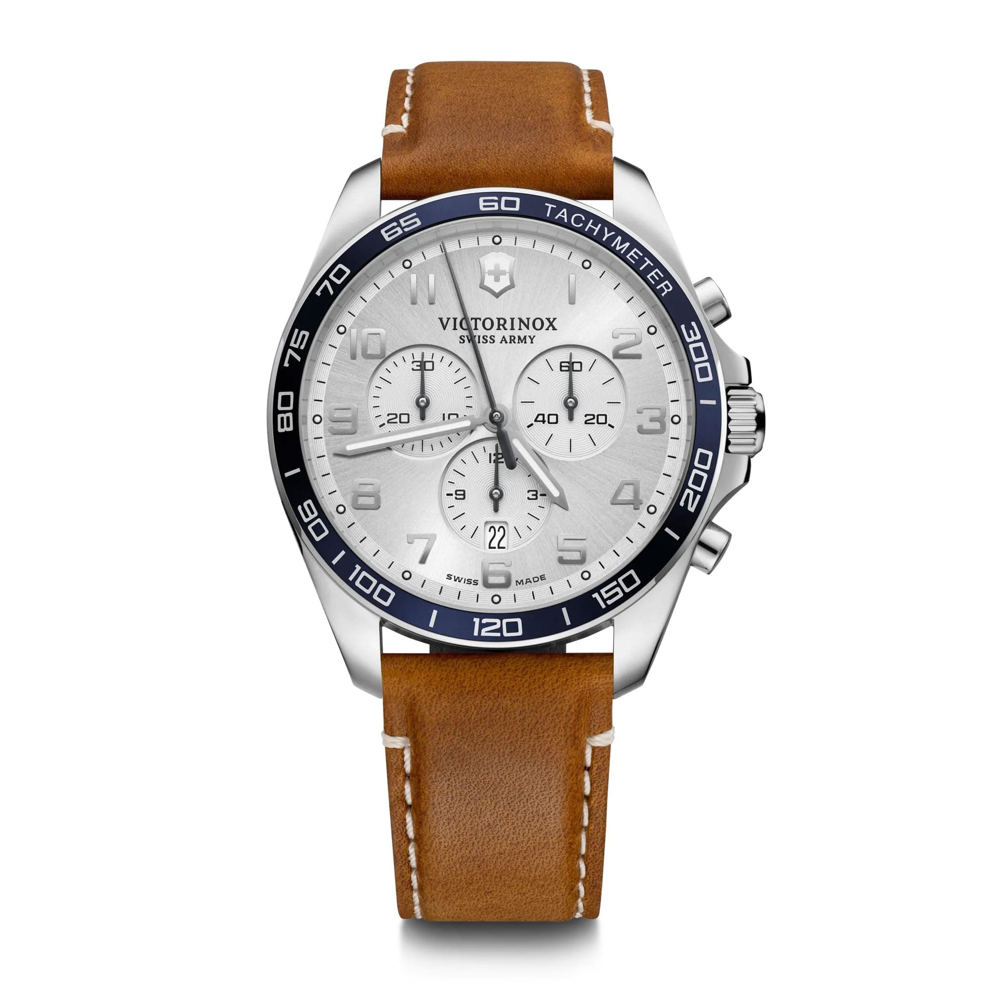 FieldForce Classic Chrono Silver Dial Brown Leather Strap Watch 42mm - 241900