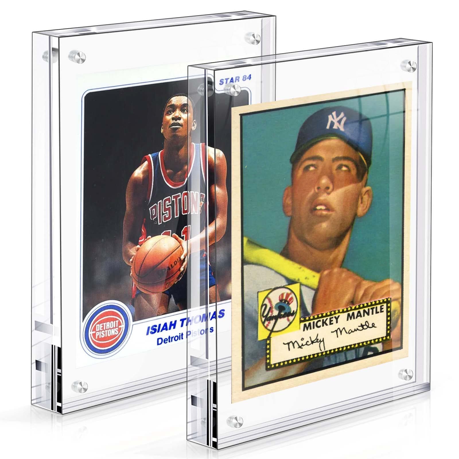 tutata Acrylic Card Frame, Magnetic Trading Card Display Frames Desktop Display - 2 Sets Clear