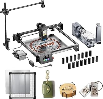 Longer RAY5 20000mW Laser Engraver with Air Assist Kit, Rotary Roller, 16 Pcs Raiser, Camera Kits and Honeycomb Panel 440 * 440mm, DIY, Cutting Tool for Metal Coloring, Acrylic, Wood, Class 4.