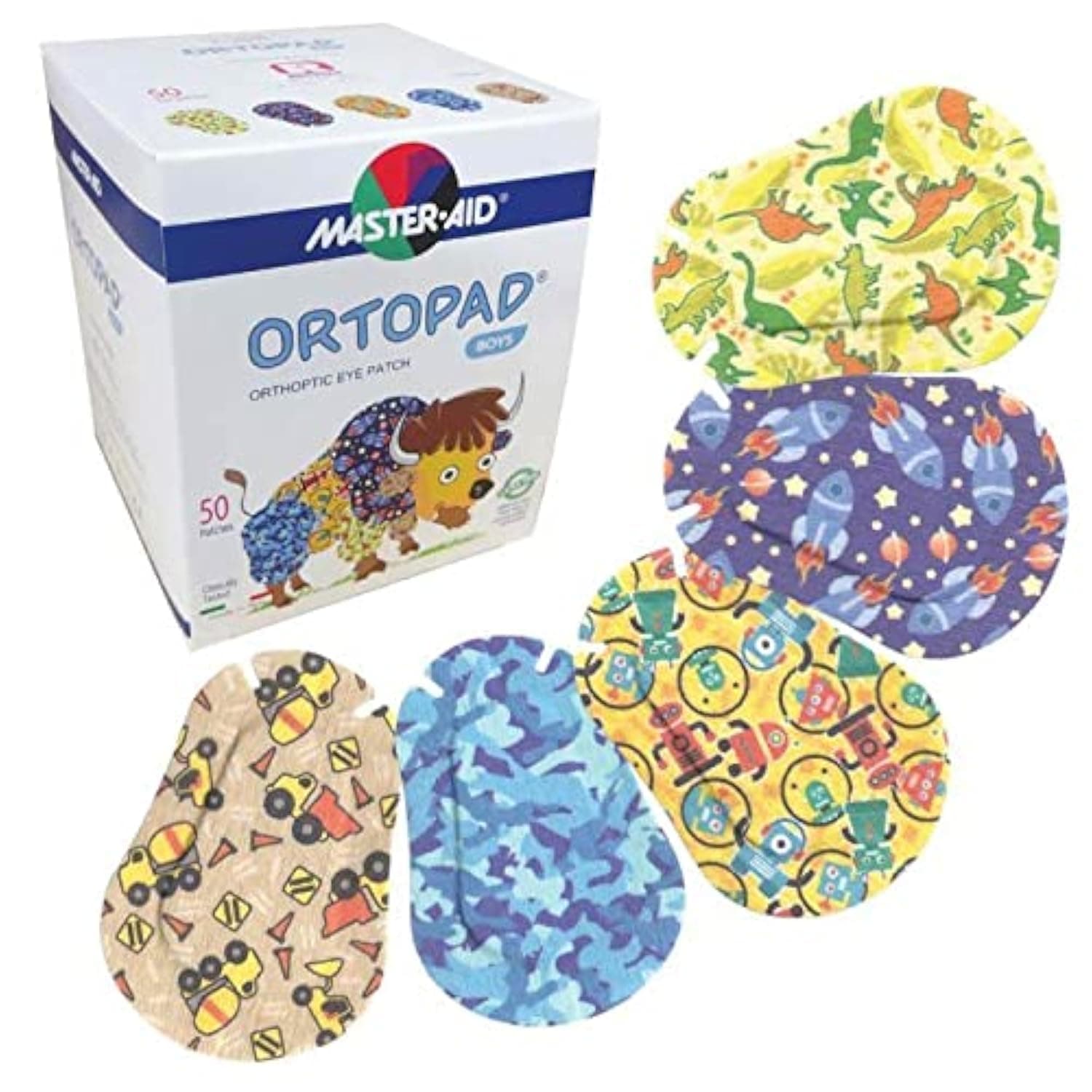 Ortopad® Bamboo Boys Eye Patches, 50/Box (Medium Size, 2-4 yrs) Blue Camo Pack