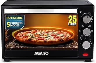 AGARO Marvel Oven Toaster Griller, 25 Litres, Motorised Rotisserie, Adjustable Temperature, 5 Heating Modes & Timer, CakeBaking, Roasting,Grilling,OTG (Black)