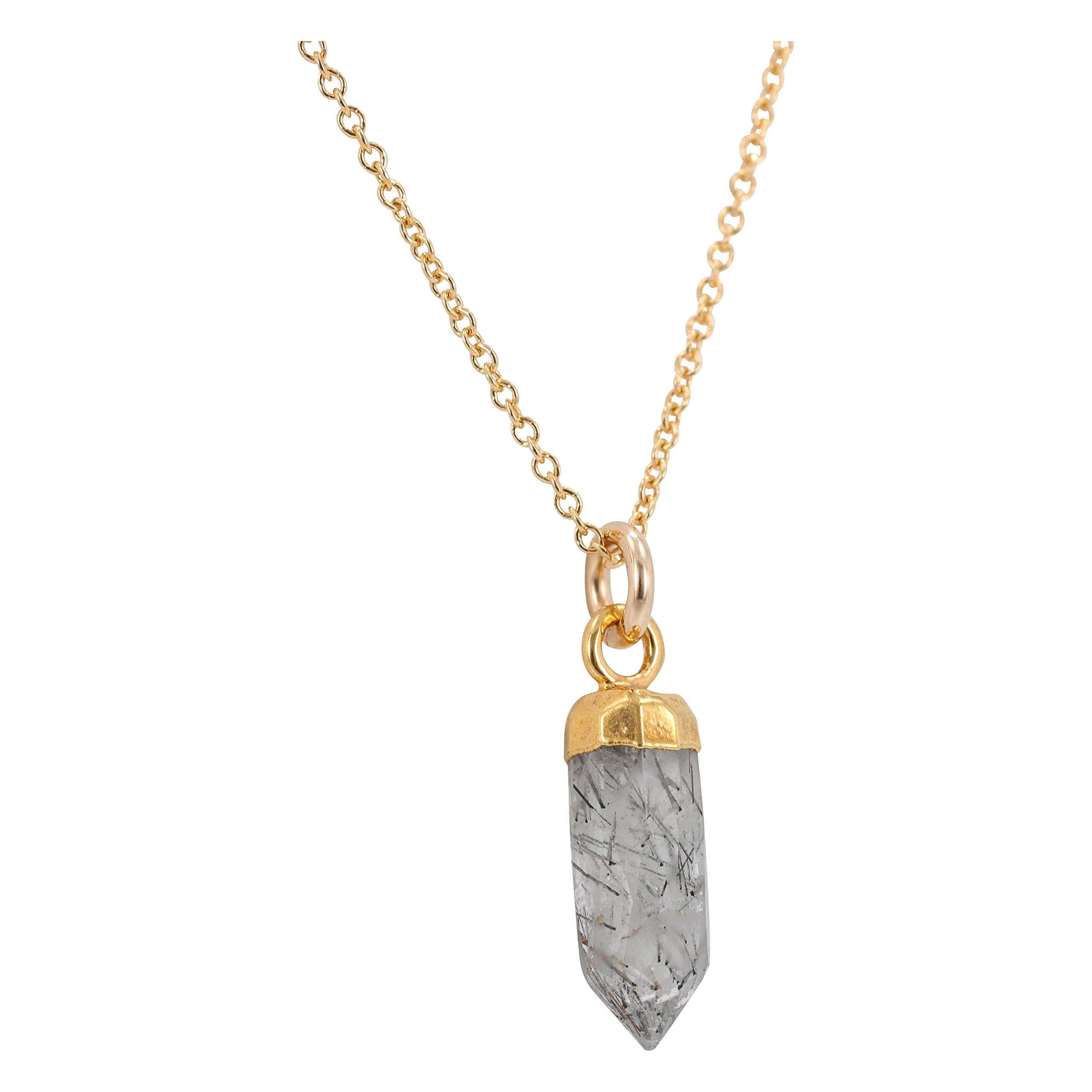 Tourmalinated Quartz Necklace, #6488-yg