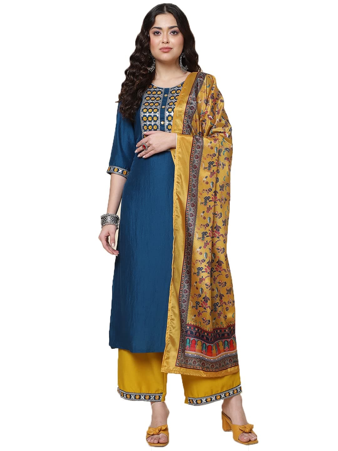 Silk Embroidered Kurta Set for Women