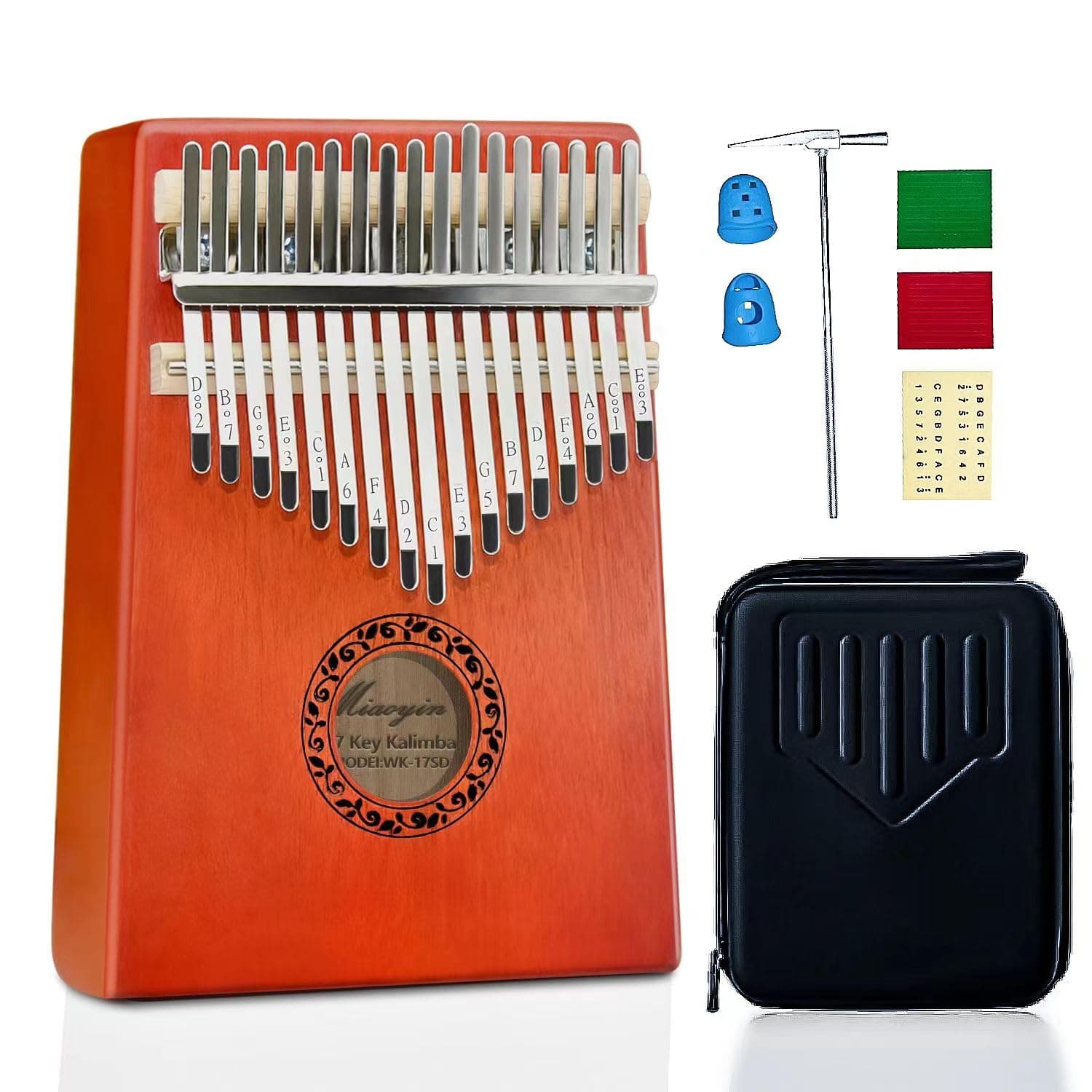 Kalimba 17 Keys Thumb Piano with Hard Case,Study Instruction and Tune Hammer, Portable Mbira Sanza African Wood Finger Piano, Gift for Kids Adult Beginners Professional (Red)